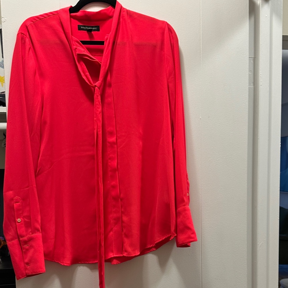 Banana Republic Bright Pink Tie-Neck Blouse